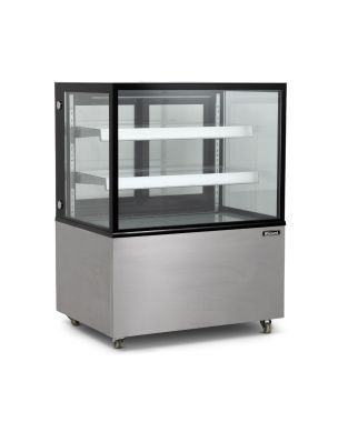 92cm Double Tier Heated Flat Glass Display Unit