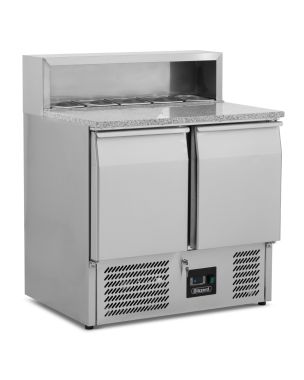 Compact Double Door Refrigerated Pizza Prep Counter
