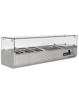 1.2m Glass Canopy 1/3 Gastronorm Prep Top 