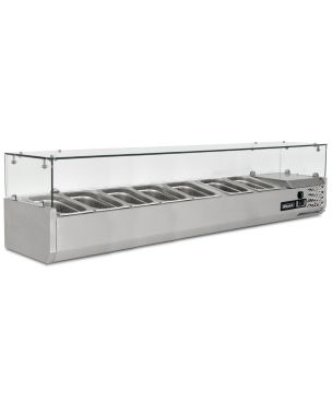 1.5m Glass Canopy 1/4 Gastronorm Prep Top 