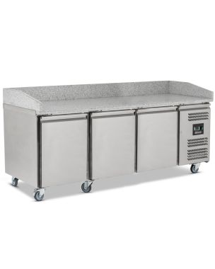 Triple Hinged Door Pizza Prep Counter with Granite Worktop