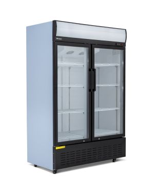 900L Double Hinged Glass Door Display Merchandiser