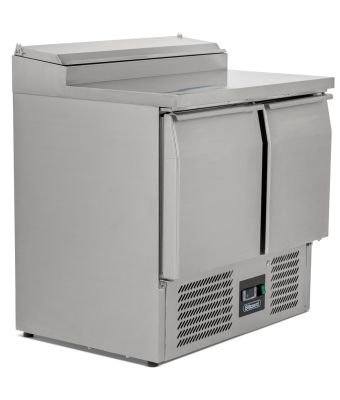 Compact Double Door Counter Refrigerator With Raised Collar