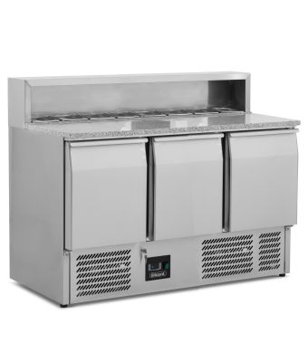 Compact Triple Door Refrigerated Pizza Prep Counter