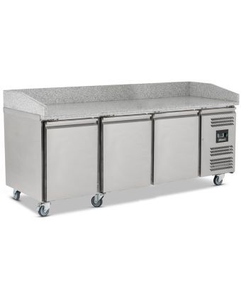 Triple Hinged Door Pizza Prep Counter with Granite Worktop