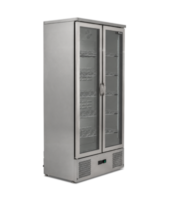 Upright Double Hinged Glass Door Bottle Cooler (wine shelves)