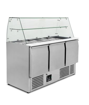 Compact Triple Door Prep Station With Display Case