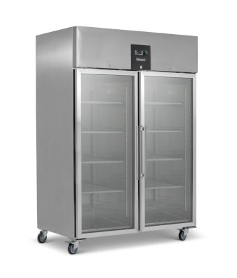 Upright Double Hinged Glass Door Gastronorm Freezer