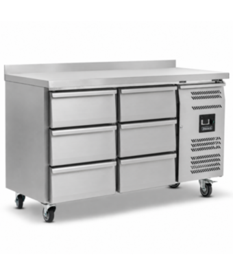 Six Drawer Counter Refrigerator With Upstand