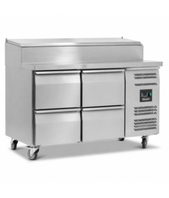 Four Drawer Refrigerated Prep Counter With Raised Collar 