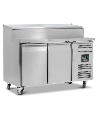 Double Door Refrigerated Prep Counter With Raised Collar 