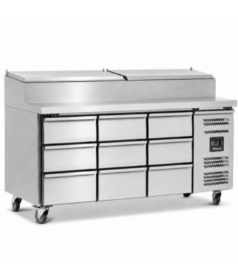 Six Drawer Refrigerated Prep Counter With Raised Collar