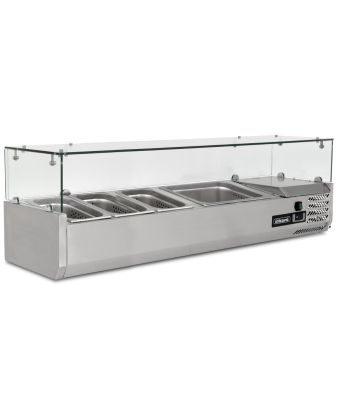 1.2m Glass Canopy 1/3 Gastronorm Prep Top 