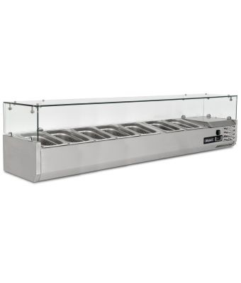 1.5m Glass Canopy 1/4 Gastronorm Prep Top 